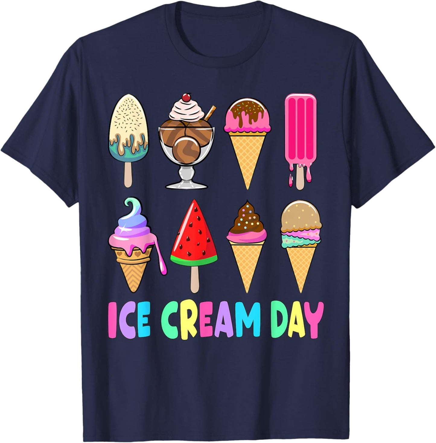 Ice Cream Day Shirt Toddler Ice Cream Party Women Men Kids T-Shirt - T-Shirt | Navy