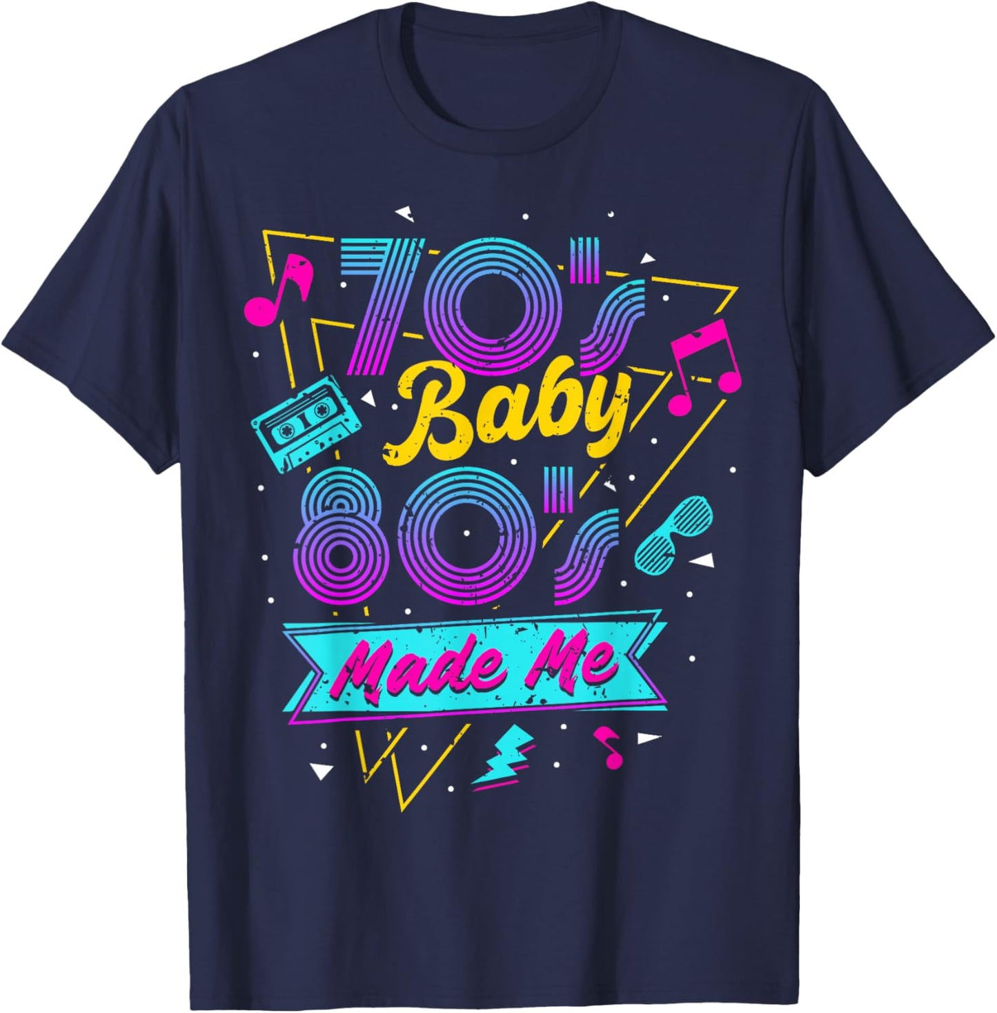 Born in The 70's But The 80's Raised me 80s Costume T-Shirt - T-Shirt | Navy