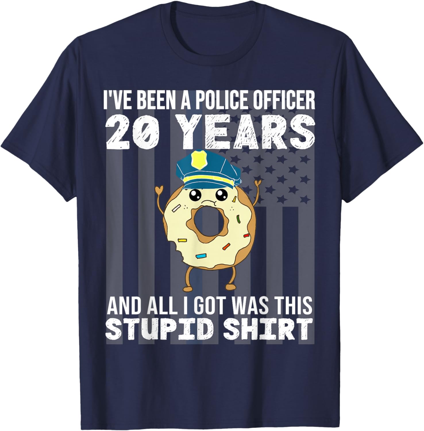 20 Year Police Officer Anniversary 20 Years of Service T-Shirt - T-Shirt | Navy