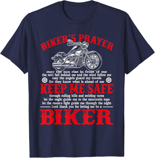 Biker's Prayer Vintage Motorcycle Biker Biking Motorcycling T-Shirt - T-Shirt | Navy