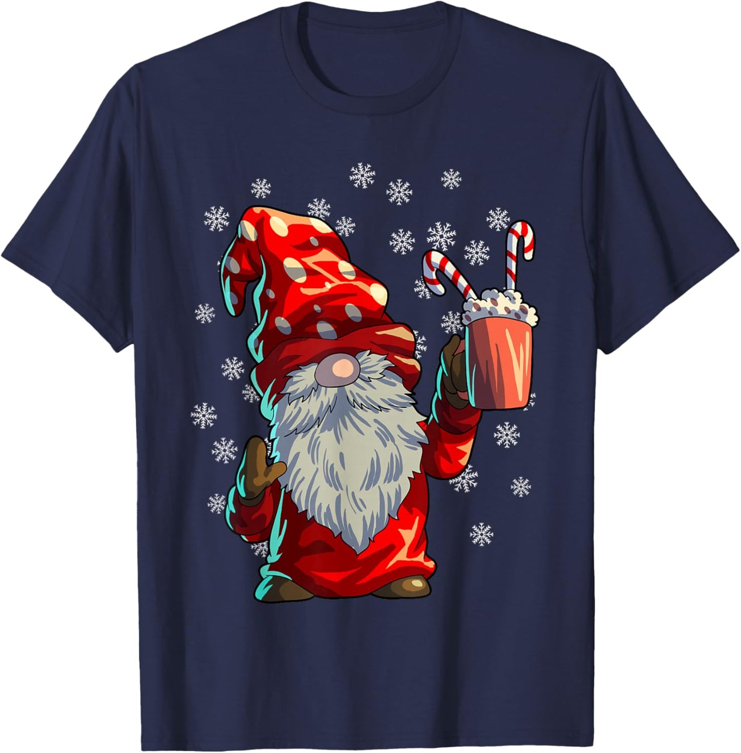 Christmas Gnome Men Women Buffalo Plaid Red Christmas T-Shirt - T-Shirt | Navy