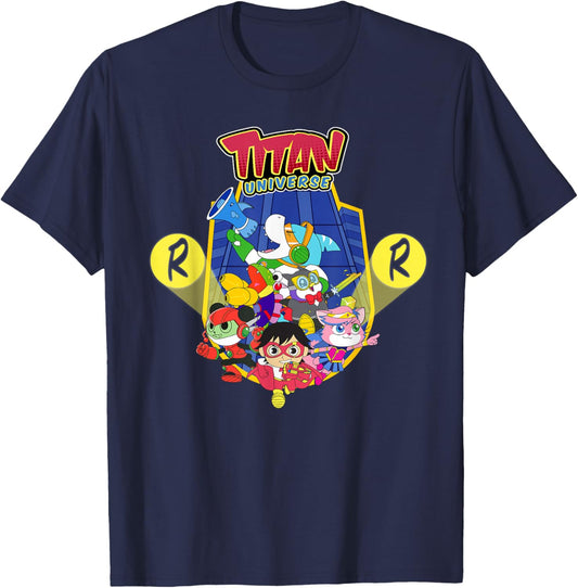 Ryan's World Titan Universe Red Titan and Team T-Shirt - T-Shirt | Navy