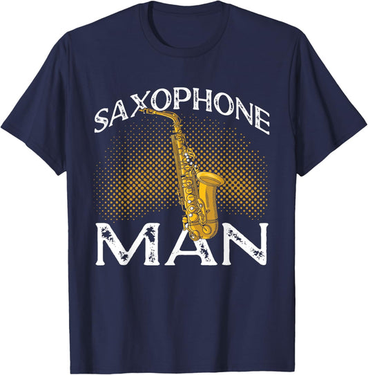 Saxophone Saxophonist Saxophone Man T-Shirt - T-Shirt | Navy