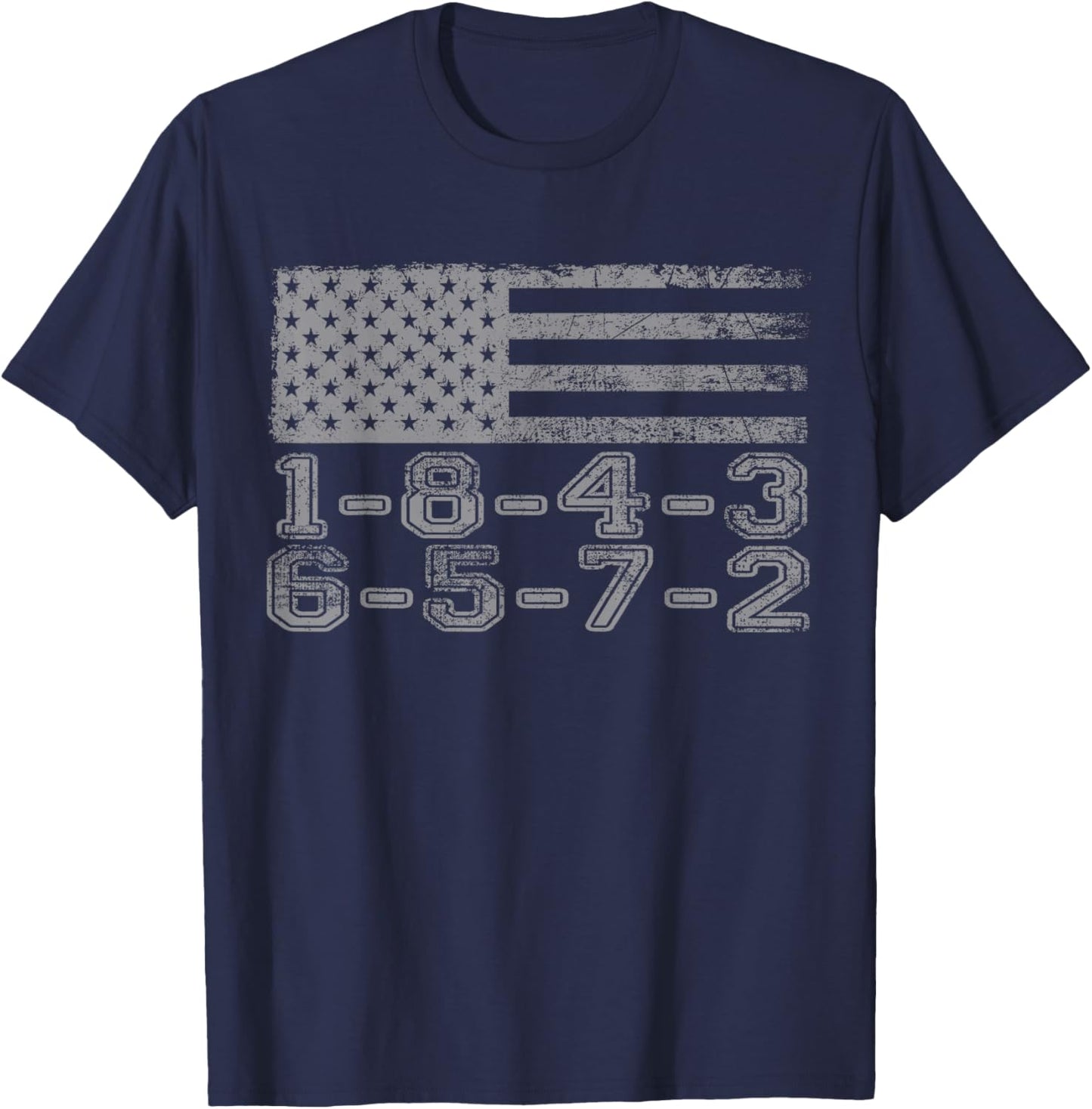 USA Flag 18436572 Firing Order Small Block Engine V8 Block T-Shirt - T-Shirt | Navy
