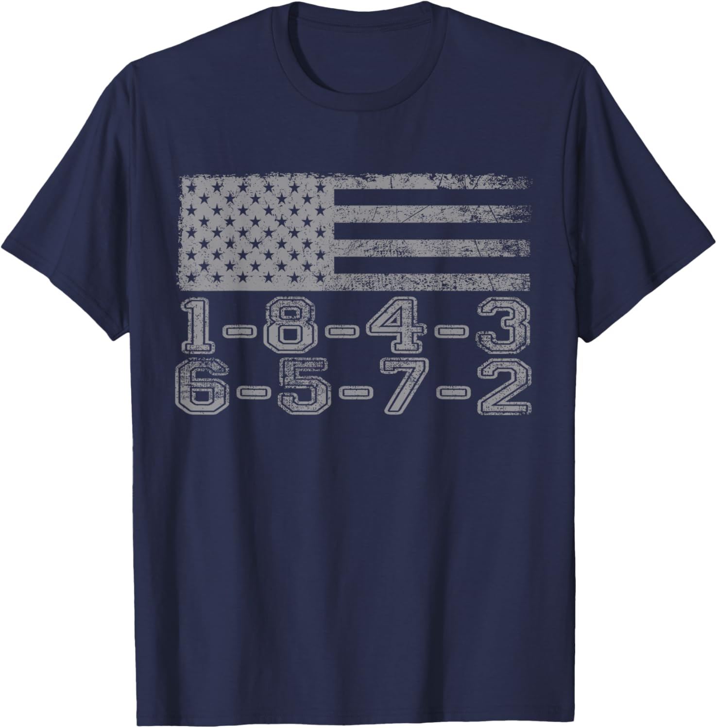 USA Flag 18436572 Firing Order Small Block Engine V8 Block T-Shirt - T-Shirt | Navy