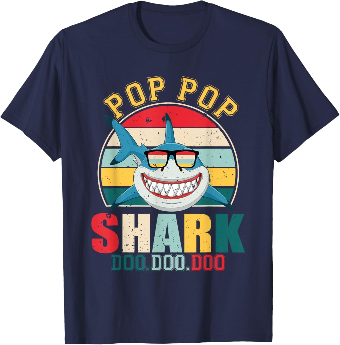Pop Pop Shark Shirt Father's Day For Pop Pop T-Shirt - T-Shirt | Navy