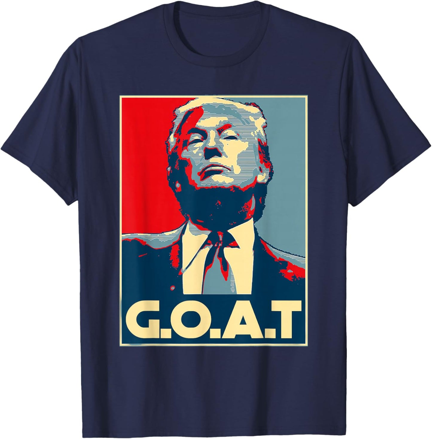 Trump Goat Middle Finger Election 2024 Republican Poster T-Shirt - T-Shirt | Navy
