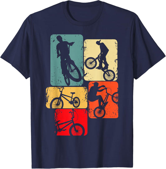BMX Bike Bicycle Stunt Racing Kids Boys T-Shirt - T-Shirt | Navy