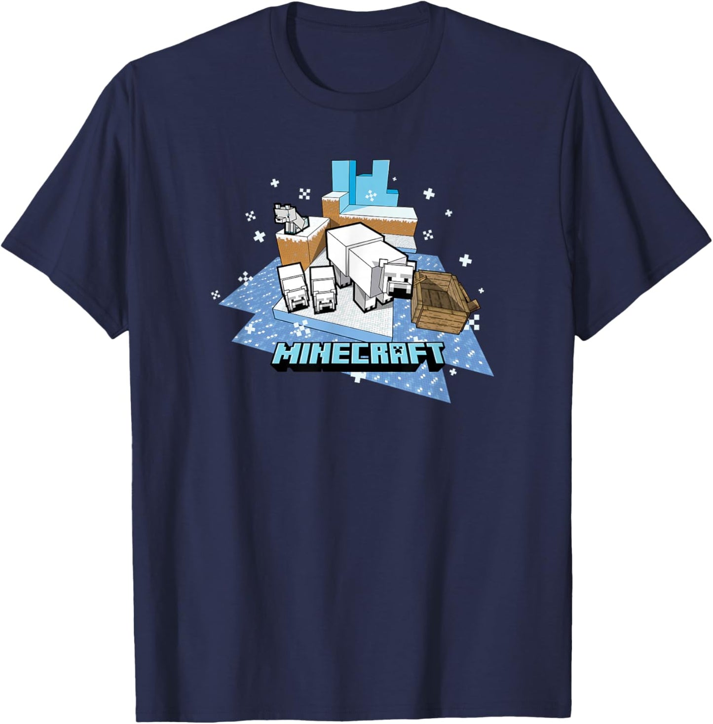 Minecraft Winter Mobs Polar Bears and Wolf T-Shirt - T-Shirt | Navy