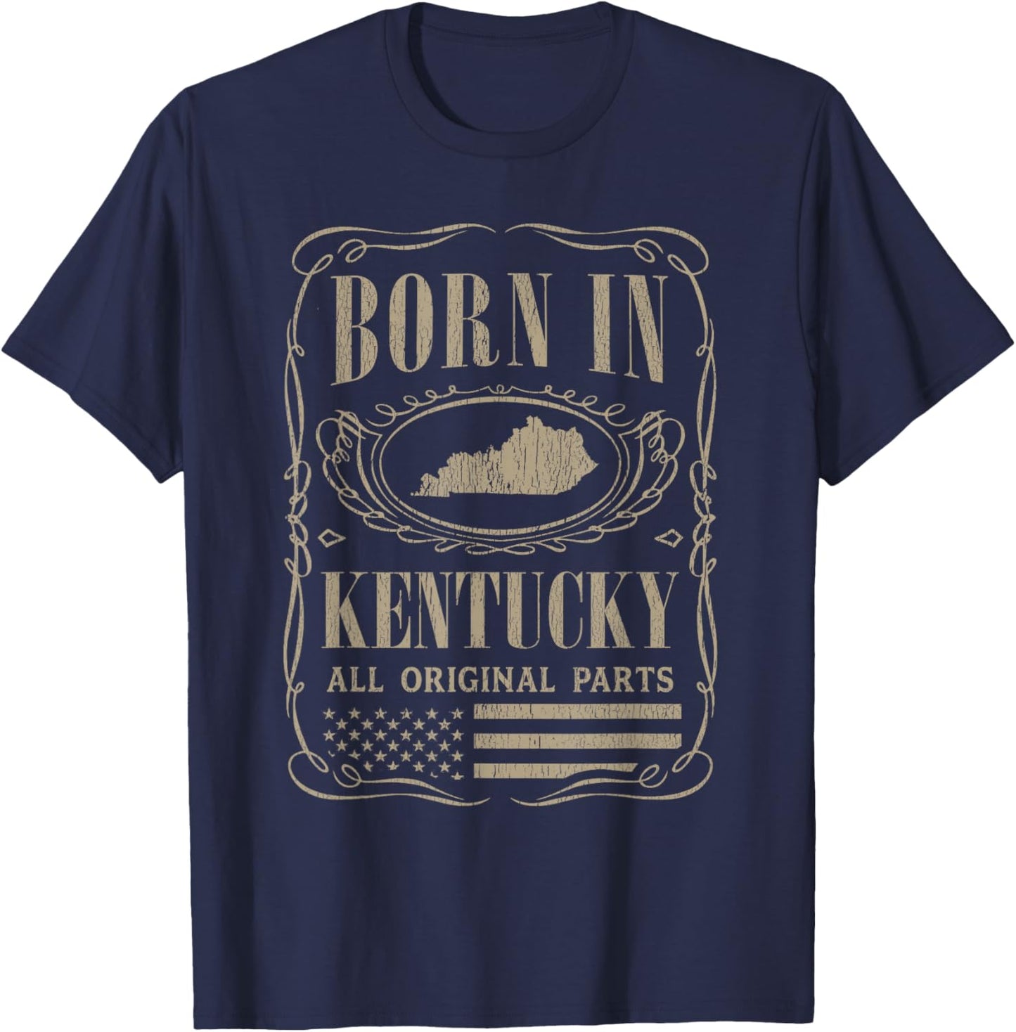 Vintage Classic America Land Map US States Born Kentucky T-Shirt - T-Shirt | Navy
