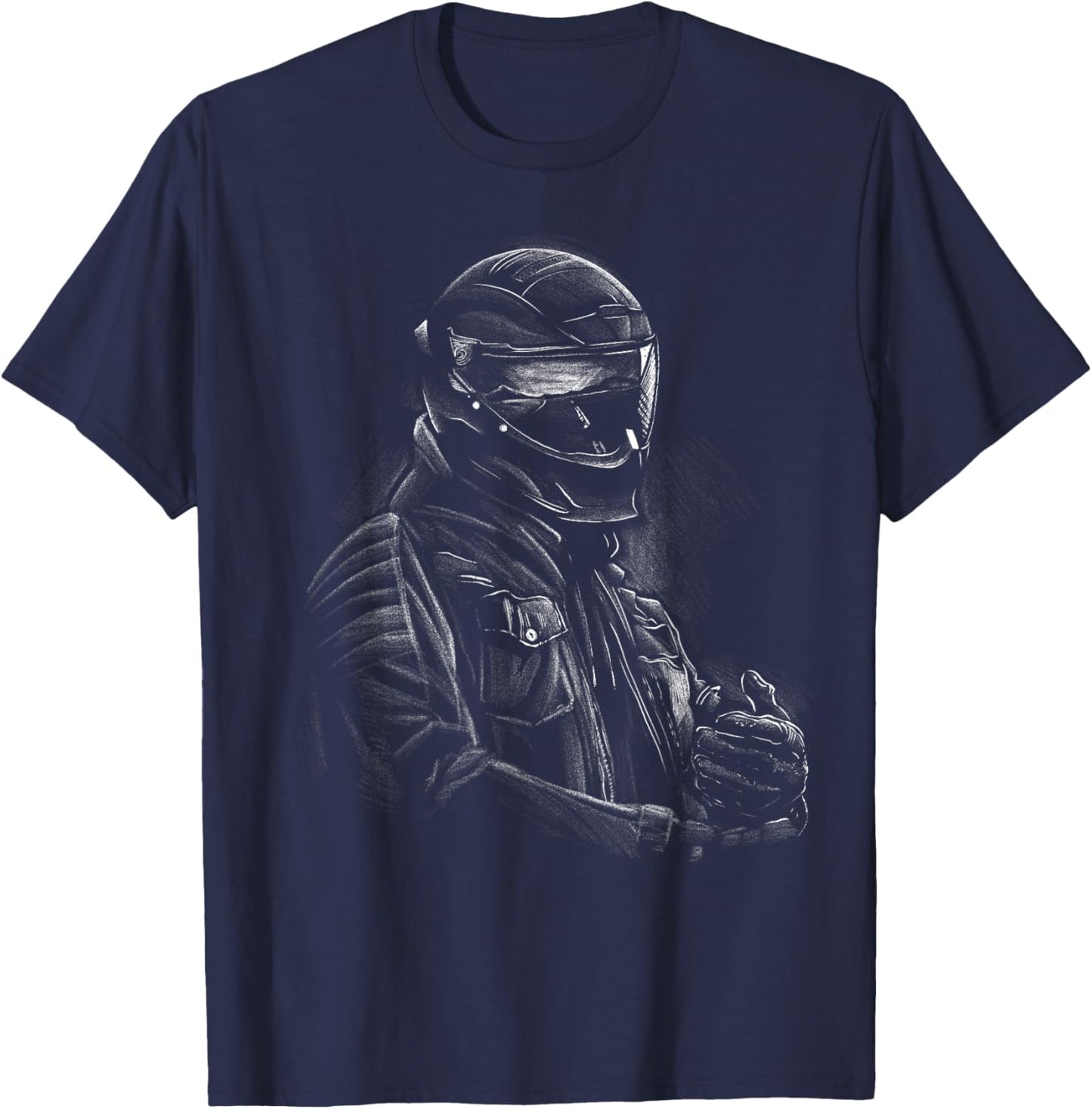 Biker silhouette without text. T-Shirt - T-Shirt | Navy