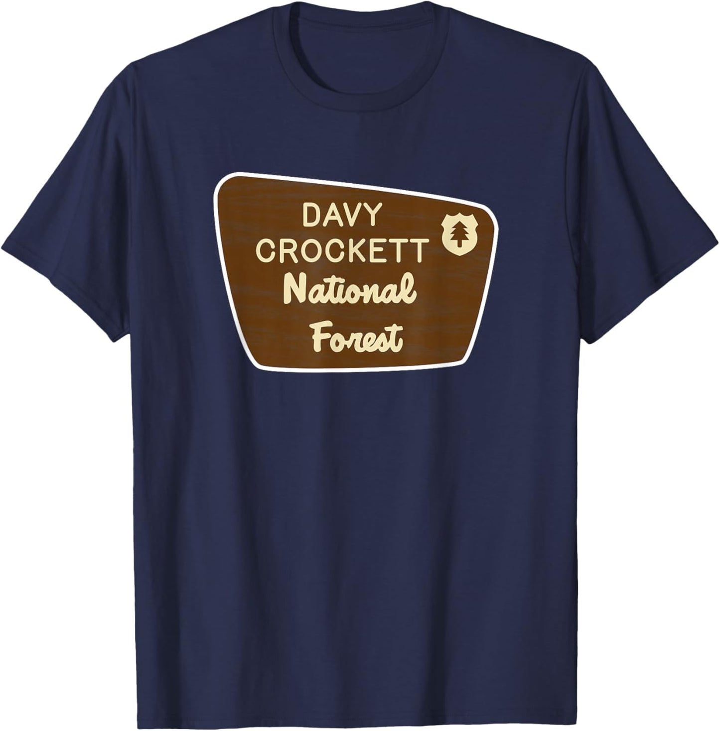 Davy Crockett National Forest Sign Retro T-Shirt - T-Shirt | Navy