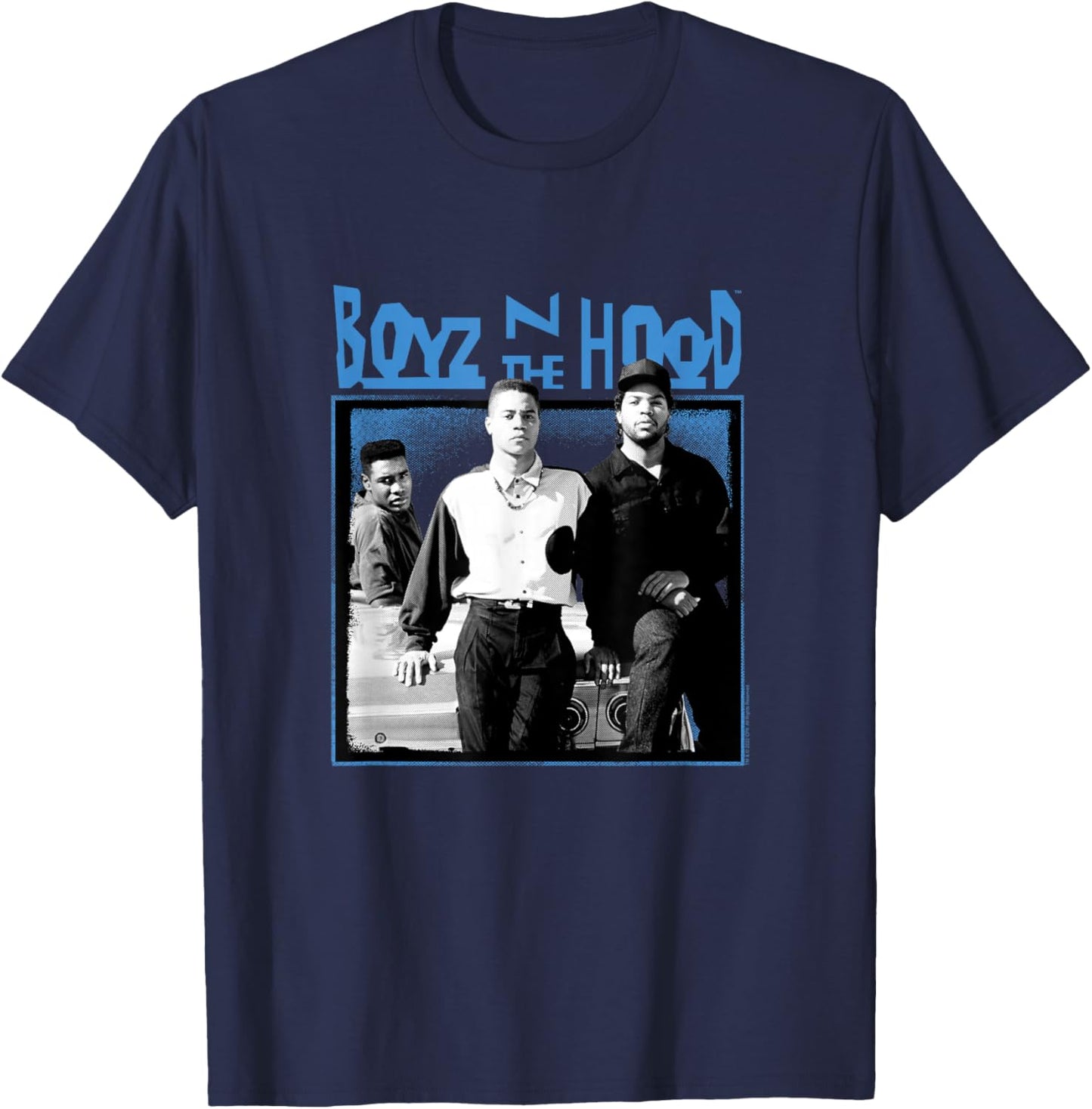 Boyz n The Hood Group with Blue Logo Small T-Shirt - T-Shirt | Navy
