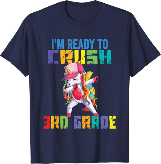 Ready To Crush 3rd Grade Grade Unicorn T-Shirt - T-Shirt | Navy