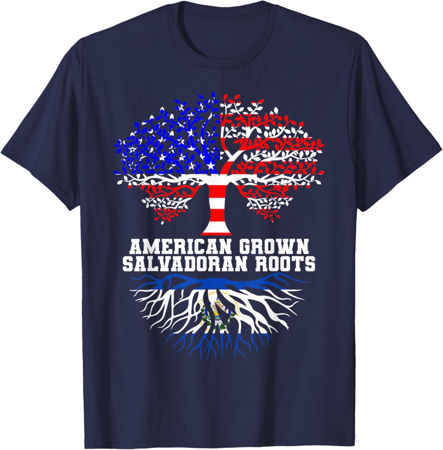 El Salvador American Salvadoran Roots Heritage Patriotic T-Shirt - T-Shirt | Navy