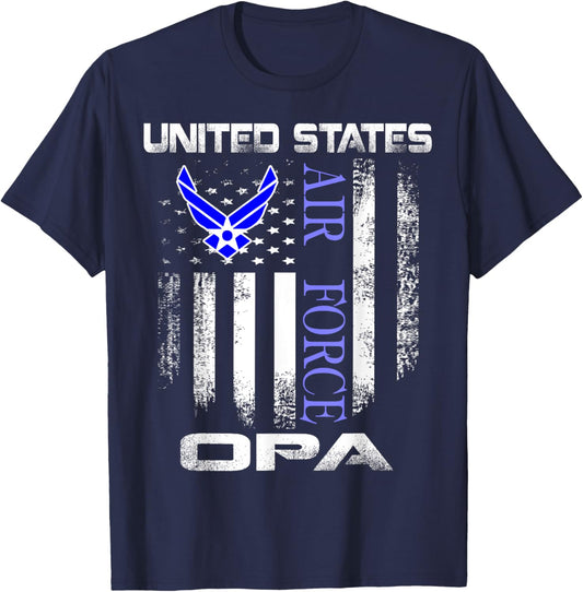 Vintage United States Air Force Opa With American Flag T-Shirt - T-Shirt | Navy