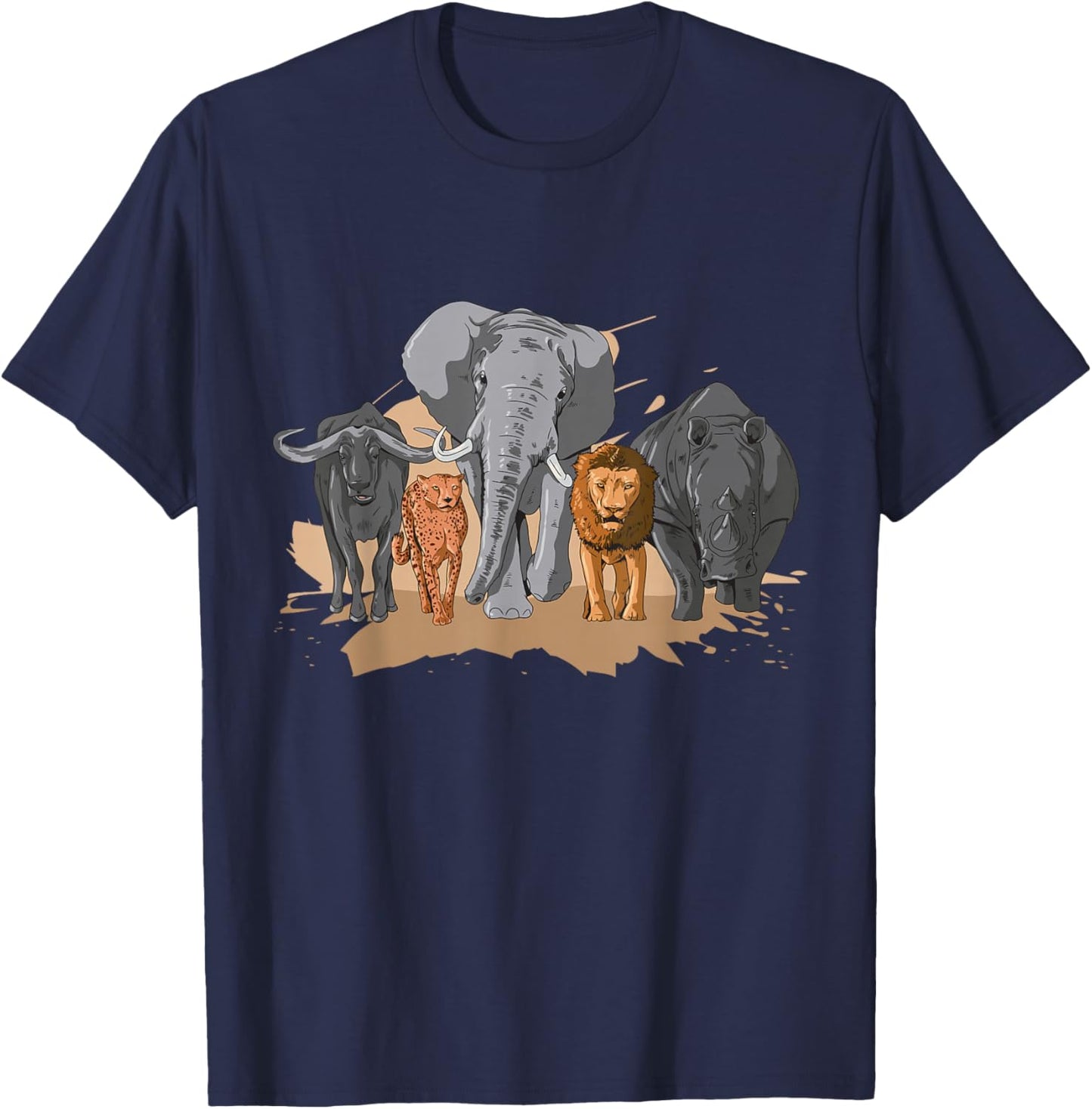 African Big Five Design African Animal Safari Animals Safari T-Shirt - T-Shirt | Navy