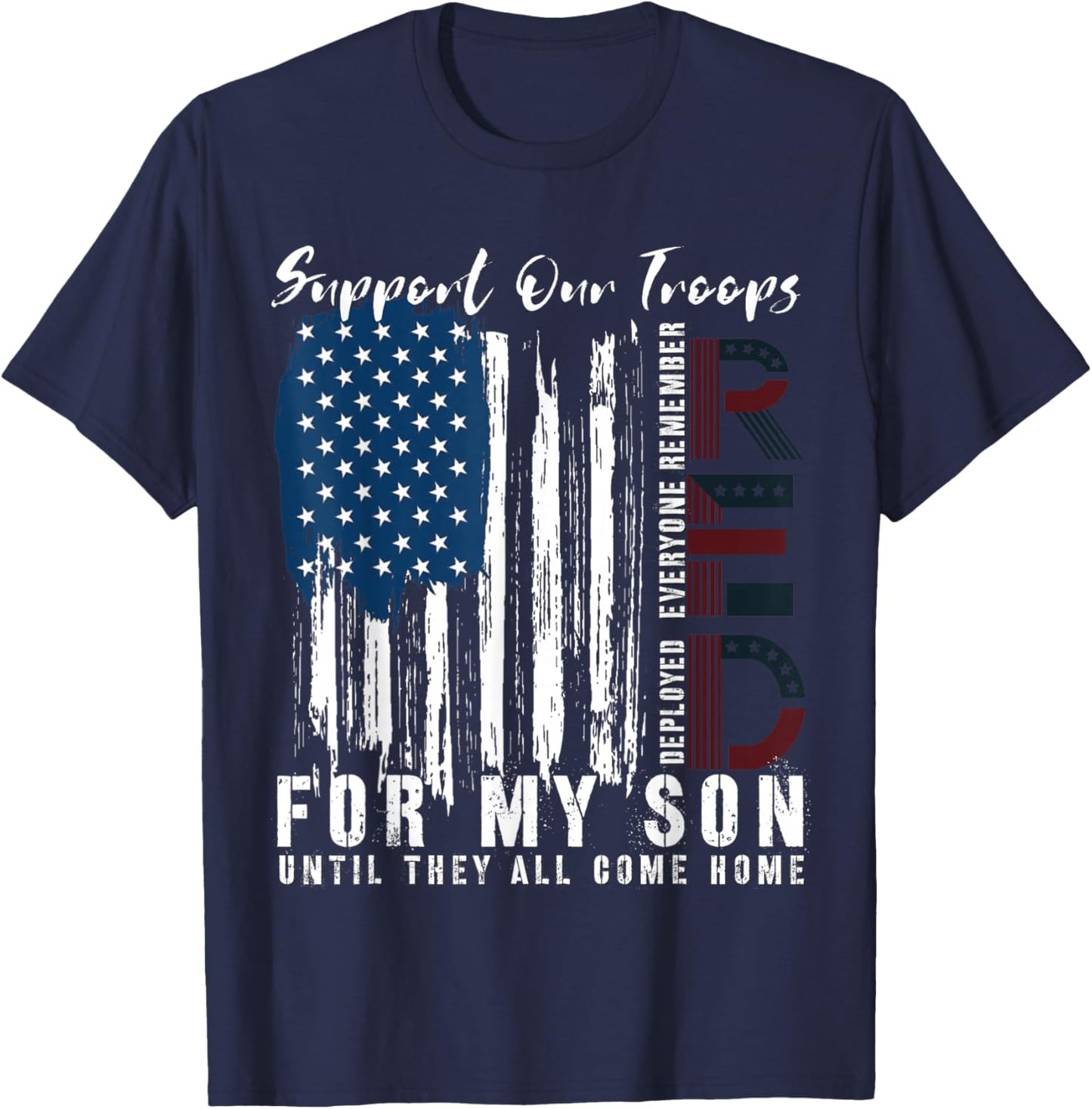 On Friday We Wear Red for My Son Military Support US Flag T-Shirt - T-Shirt | Navy
