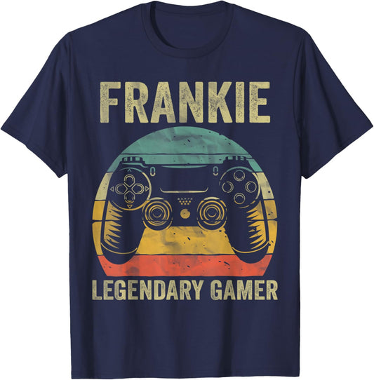 Personalized Legendary Gamer Shirt Frankie Name Video Gamer T-Shirt - T-Shirt | Navy
