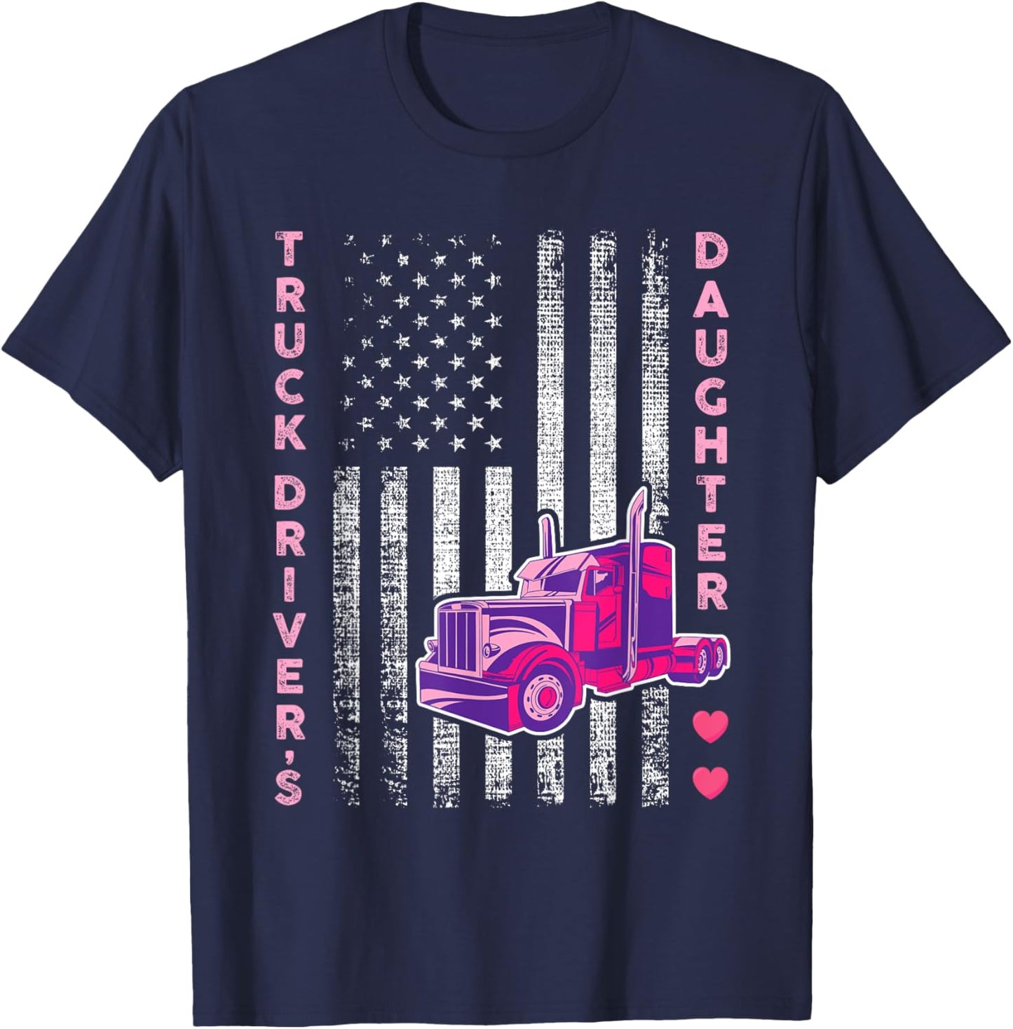 Truck Driver's Daughter - Girl Women Trucker T-Shirt - T-Shirt | Navy