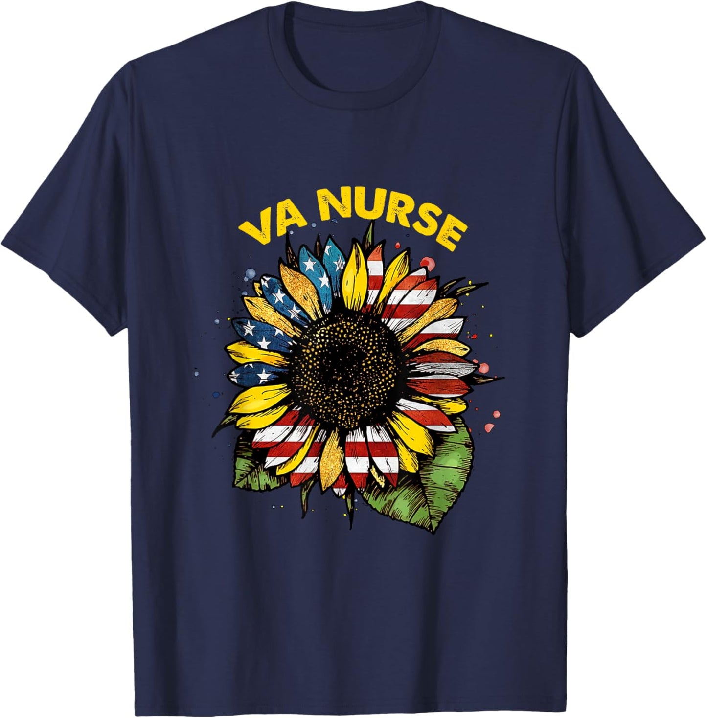Vintage 4th of July Va Nurse Patriotic Real American Cute T-Shirt - T-Shirt | Navy