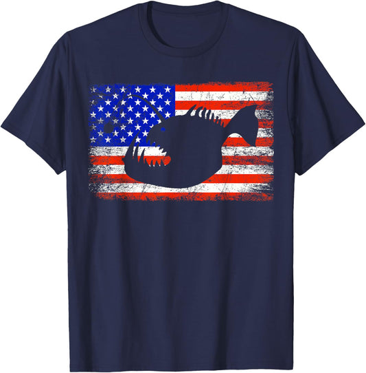 Angler Fish American Flag Anglerfish T-Shirt - T-Shirt | Navy