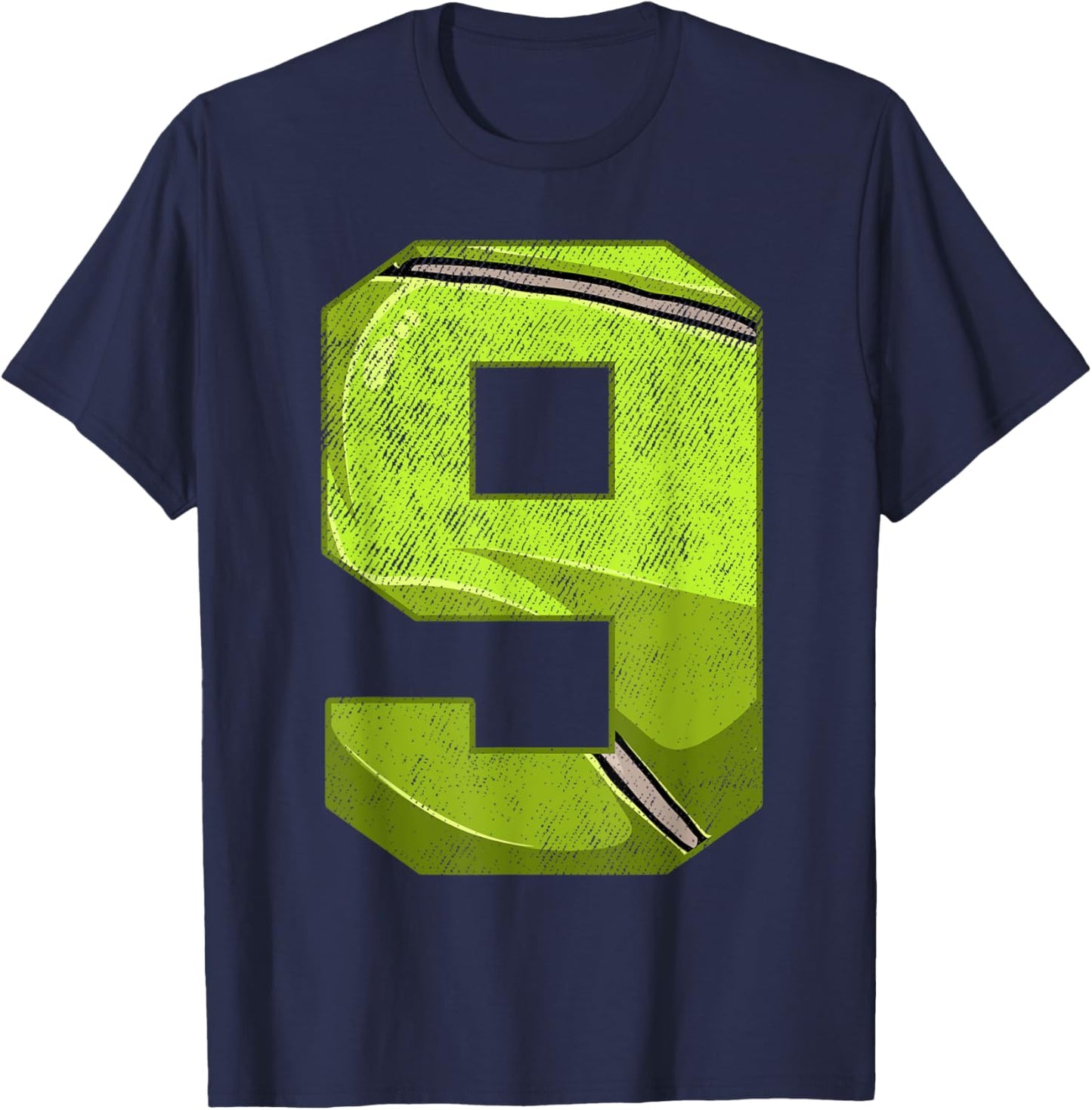 9th Birthday Party Nine 9 Year Old Tennis Bday Boy Girl T-Shirt - T-Shirt | Navy