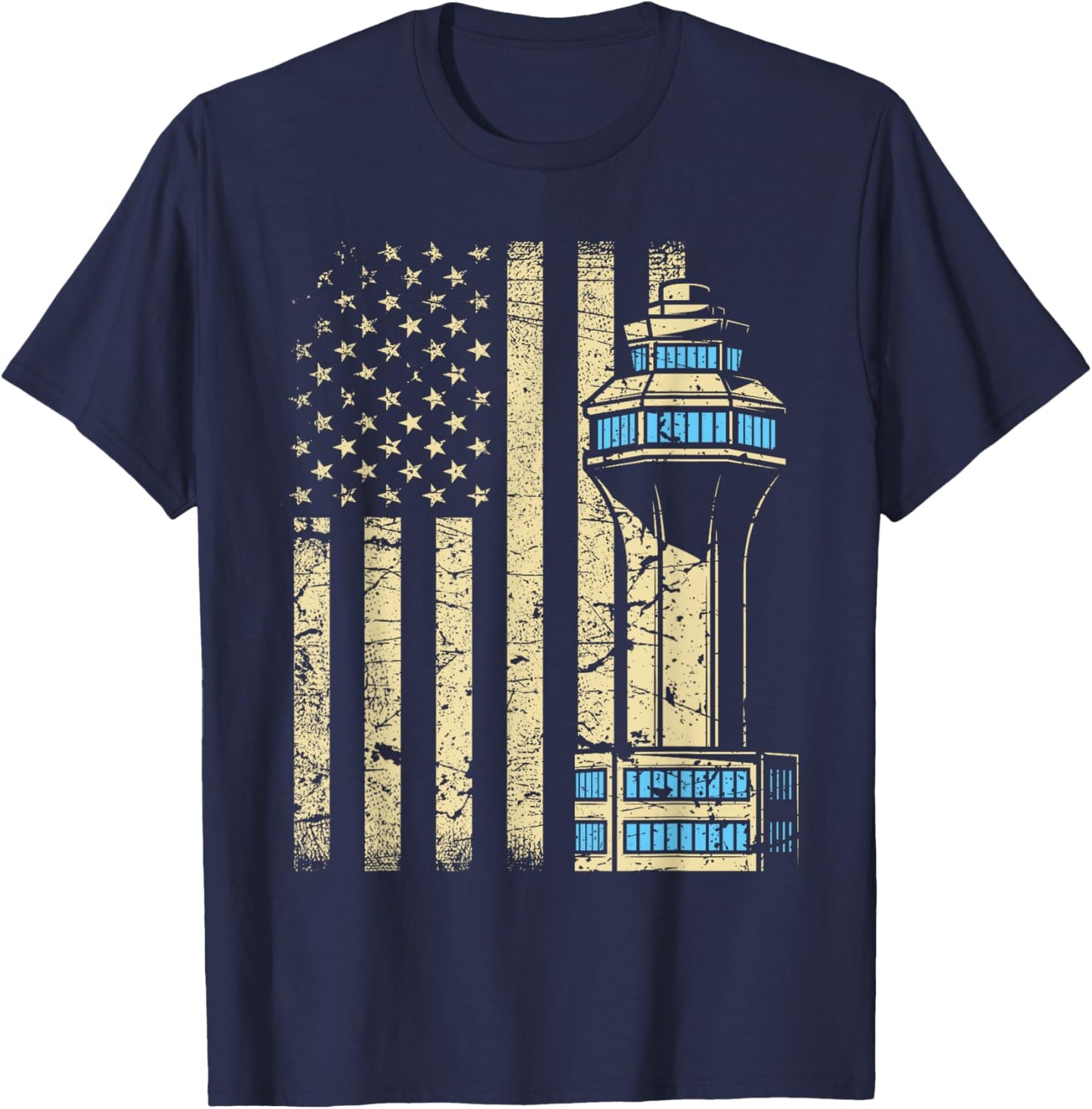 Air Traffic Controller Tower - Aircraft Airspace ATC T-Shirt - T-Shirt | Navy