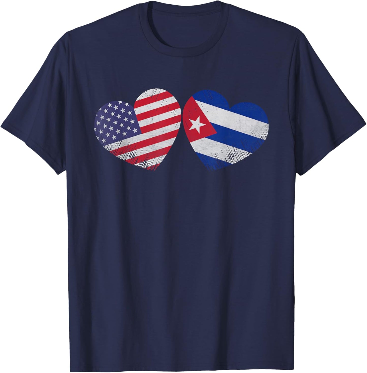 Heart Cuban American Flag Patriotic Family Heritage T-Shirt - T-Shirt | Navy