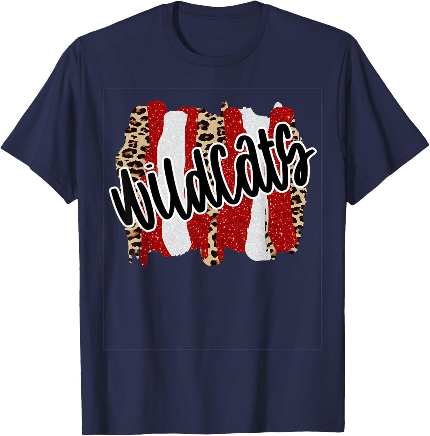 Wildcats Splash Red White Black School Spirit T-Shirt - T-Shirt | Navy