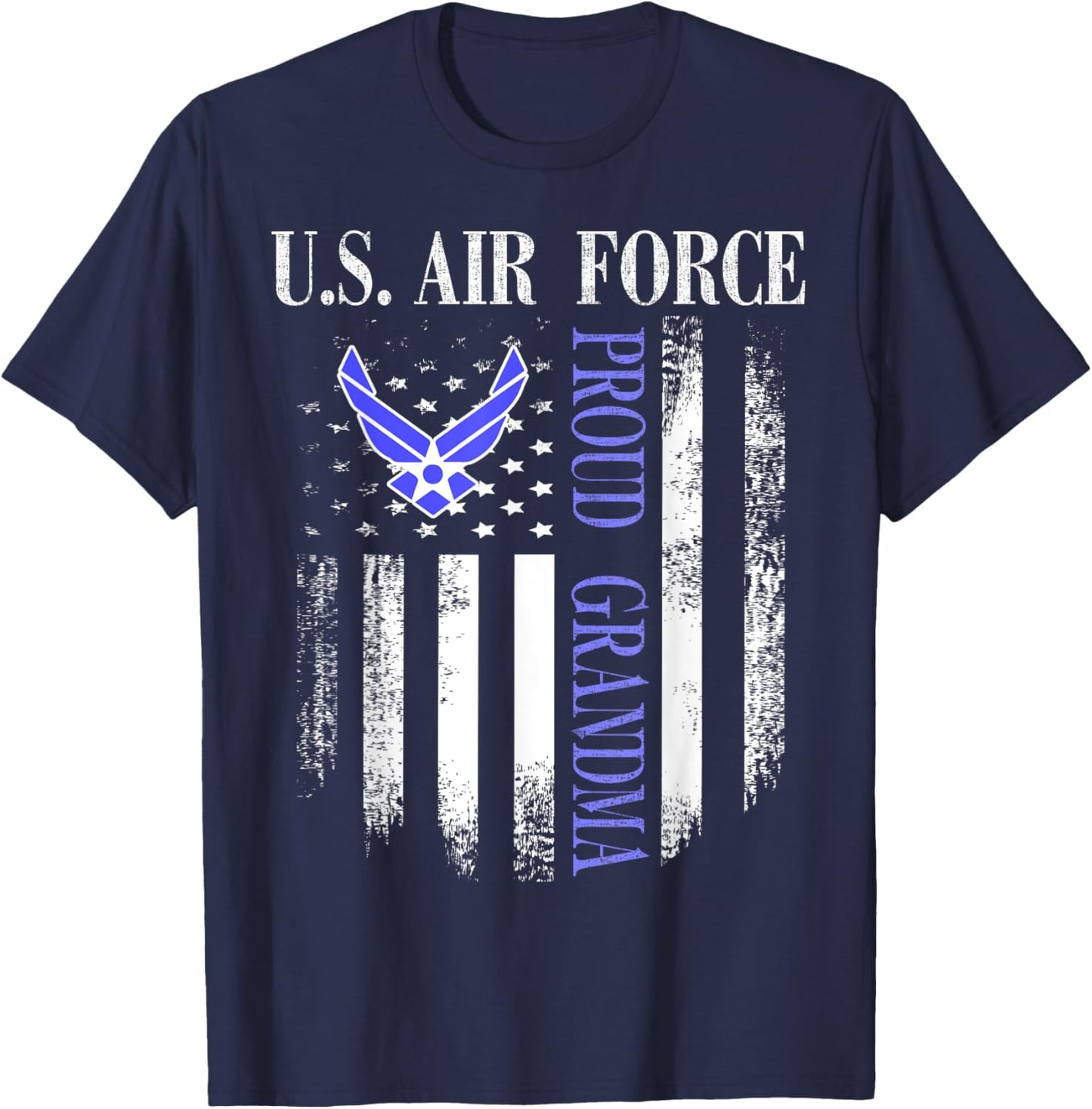 Vintage U.S. Air Force Proud Grandma With American Flag T-Shirt - T-Shirt | Navy