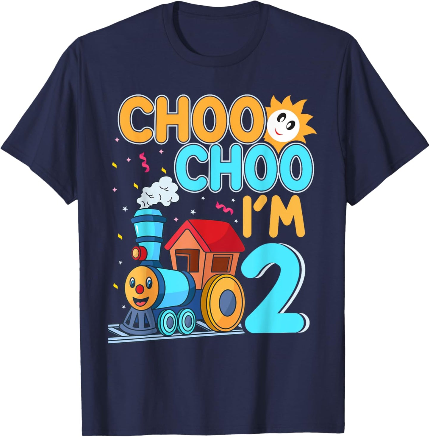Kids Train Choo Choo I'm 2 Year Old Toddler 2nd Birthday T-Shirt - T-Shirt | Navy