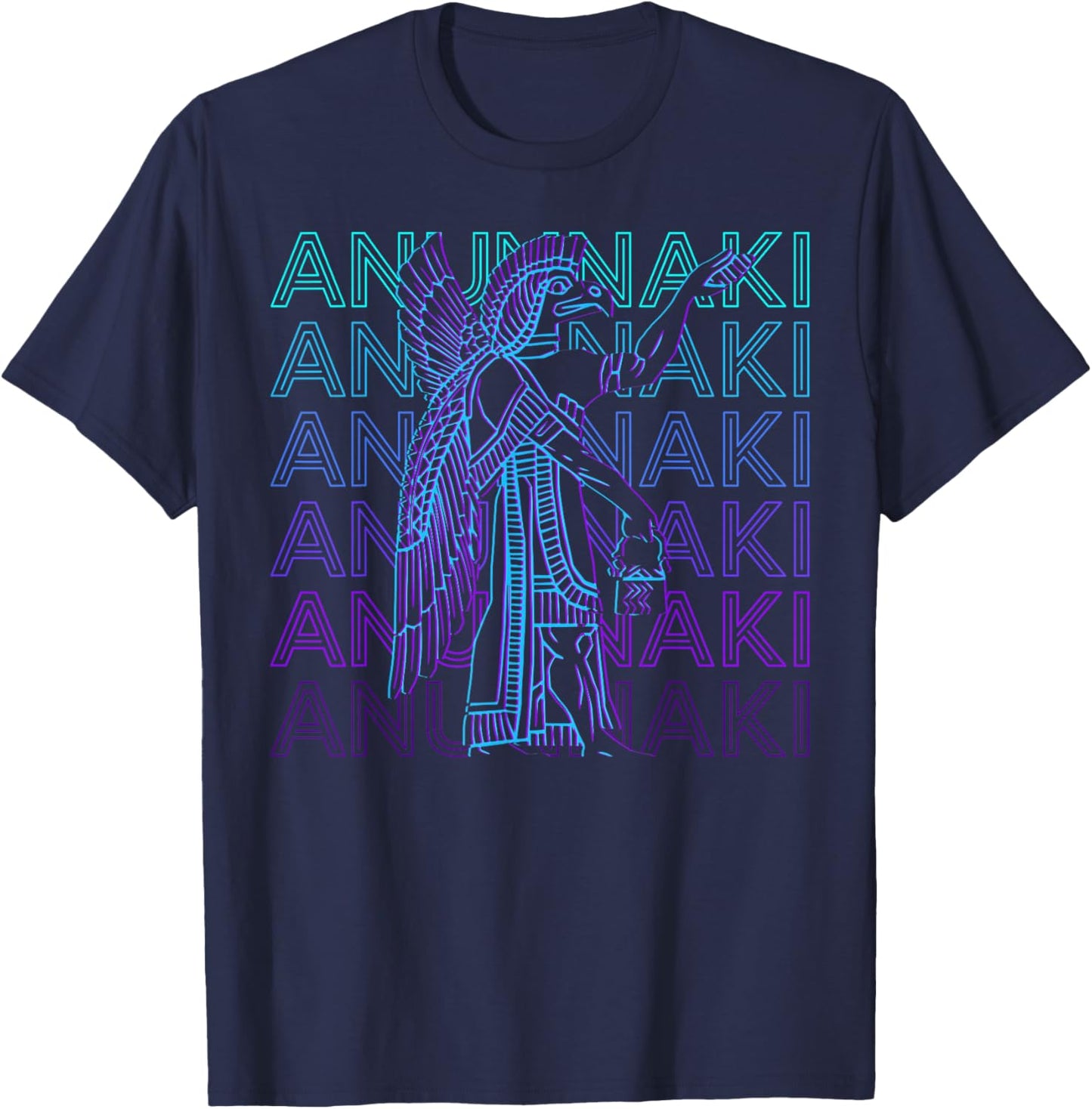 Anunnaki Sumerian God Ancient Deity Retro Anunnaki T-Shirt - T-Shirt | Navy