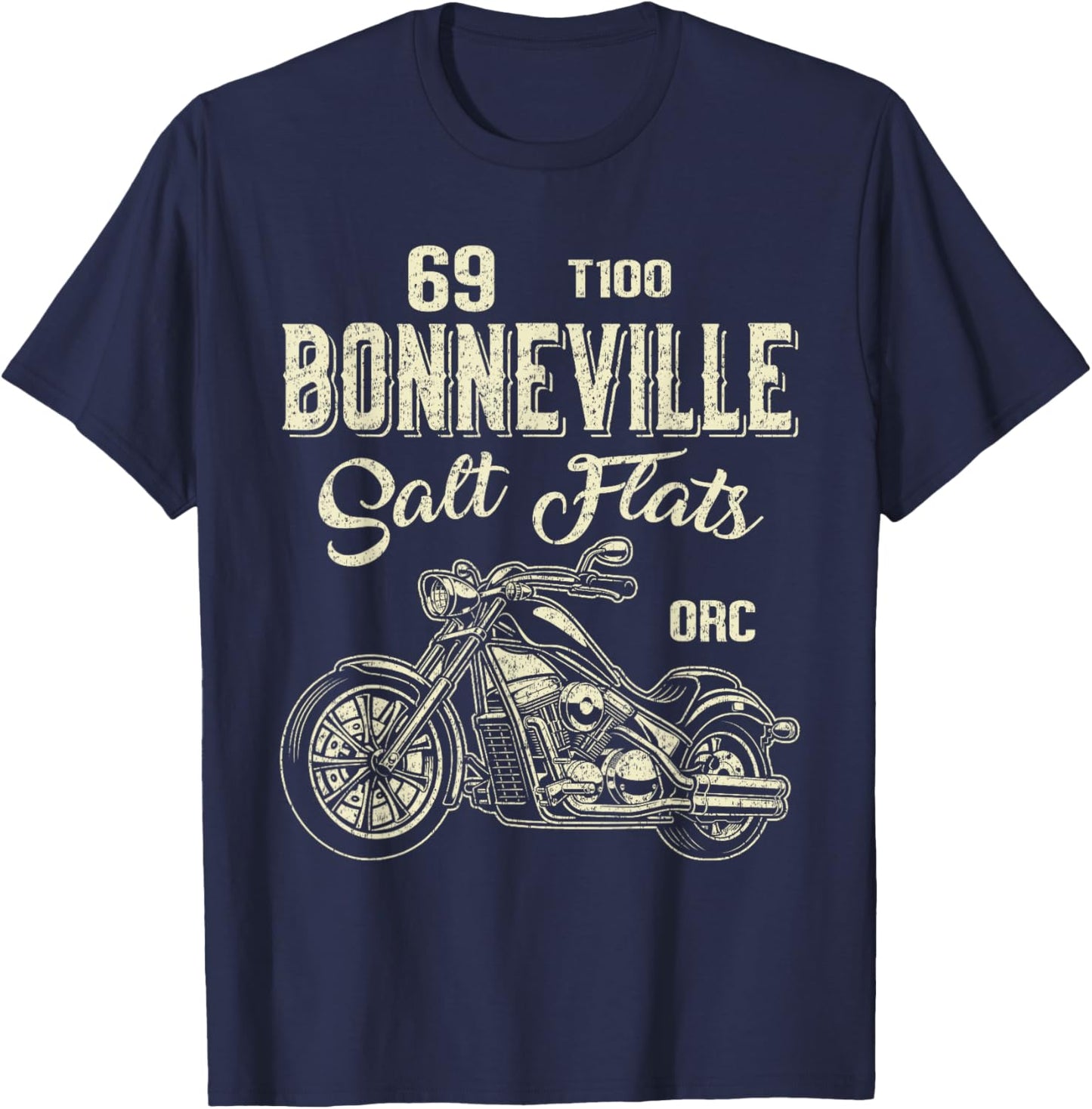 Bonneville Salt Flats Vintage Retro Motorcycle Rider Funny T-Shirt - T-Shirt | Navy