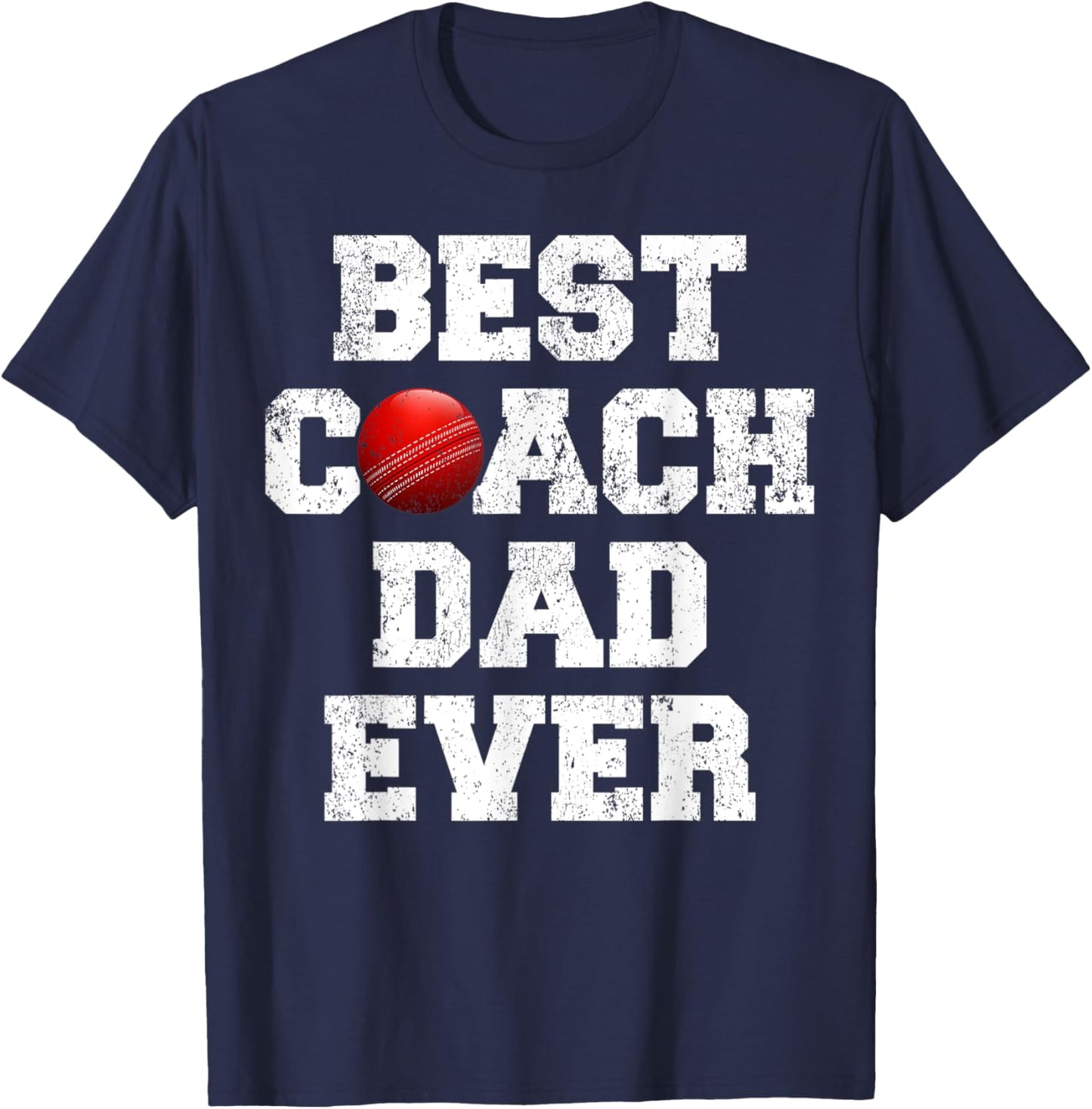 Distressed Vintage Best Cricket Coach Dad Father's Day T-Shirt - T-Shirt | Navy