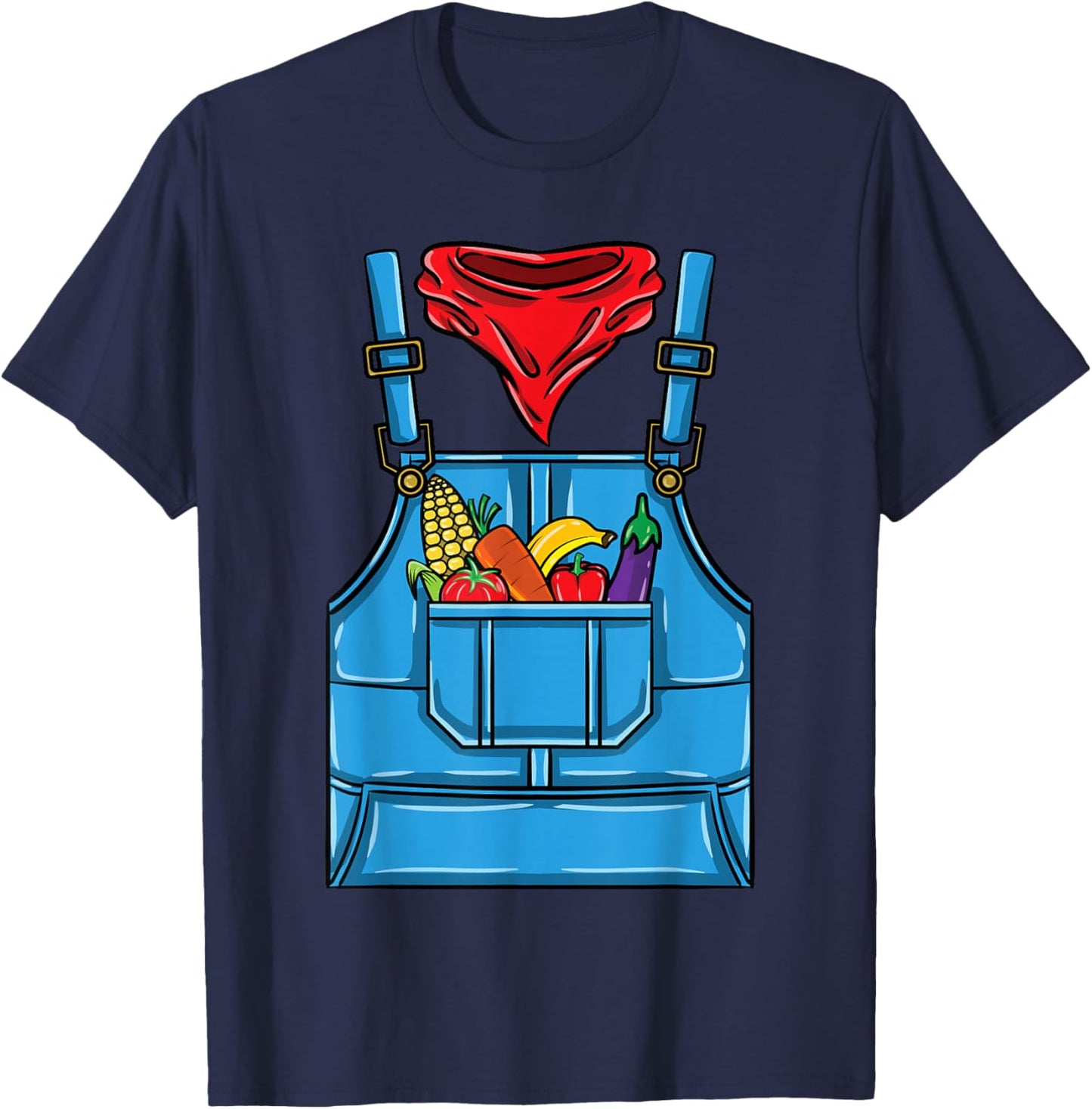 Farmer Costume Black Halloween , -Adults, Short Sleeve, Small T-Shirt - T-Shirt | Navy