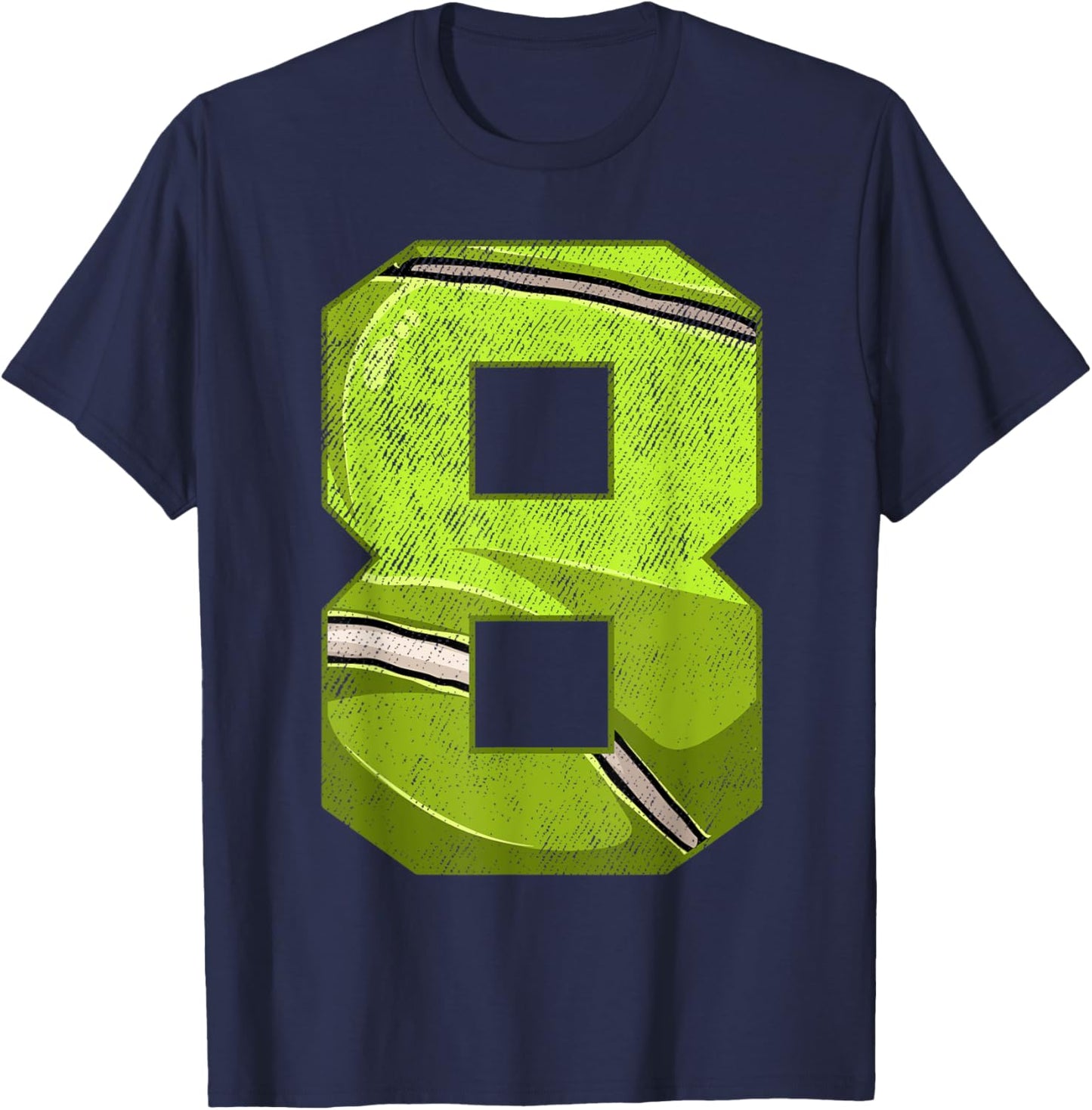8th Birthday Party Eight 8 Year Old Tennis Bday Boy Girl T-Shirt - T-Shirt | Navy