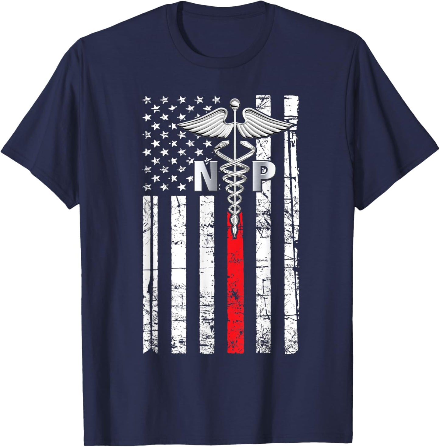Nurse 365 NP Nurse Practitioner US Flag T-Shirt - T-Shirt | Navy