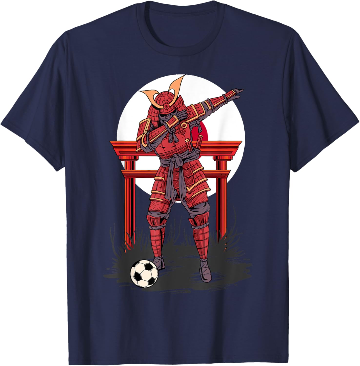Dabbing Samurai Soccer Dab Football Funny Japanese Warrior T-Shirt - T-Shirt | Navy
