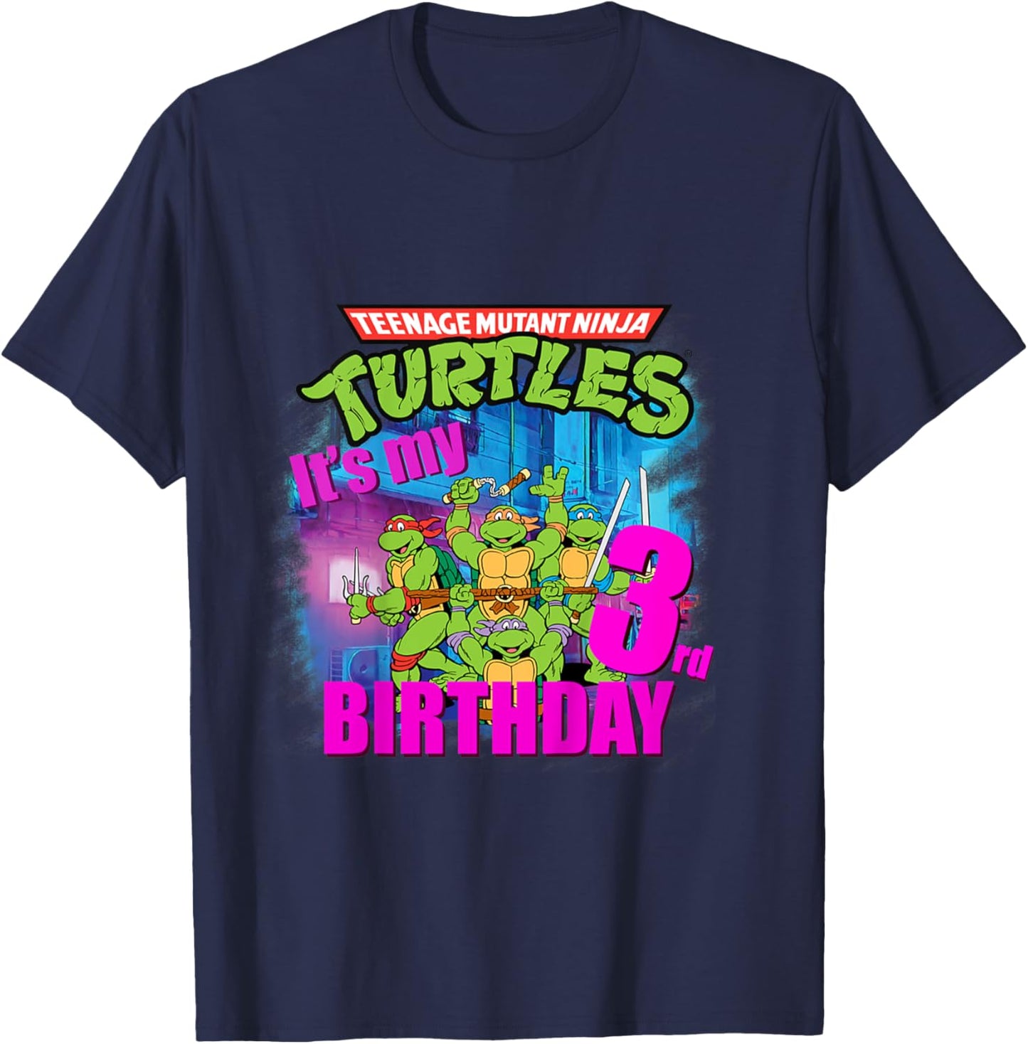 Mademark x Teenage Mutant Ninja Turtles - Kids Original Teenage Mutant Ninja Turtles 3rd Third Birthday T-Shirt - T-Shirt | Navy