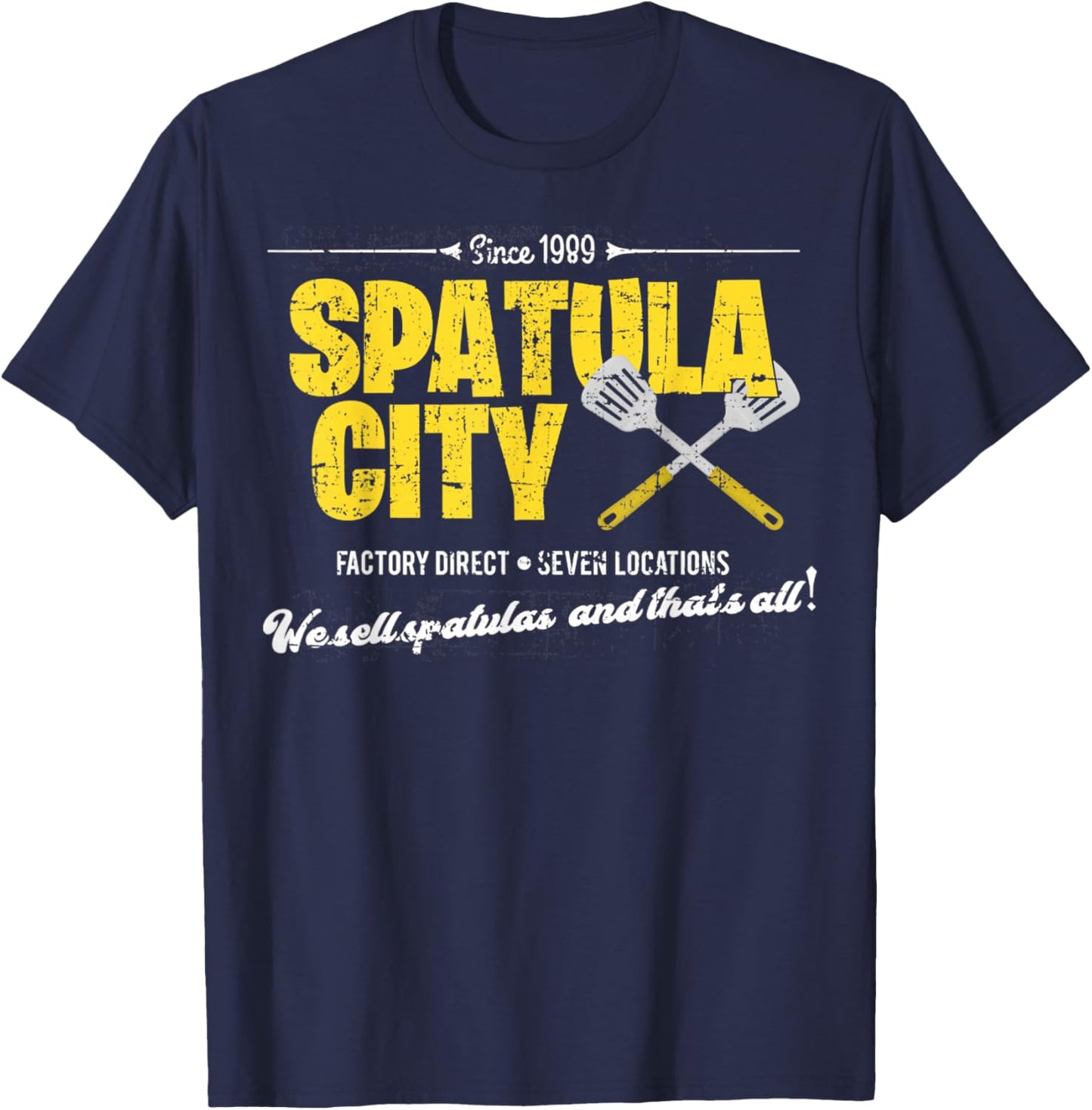 Vintage Spatula City, Distressed T-Shirt - T-Shirt | Navy