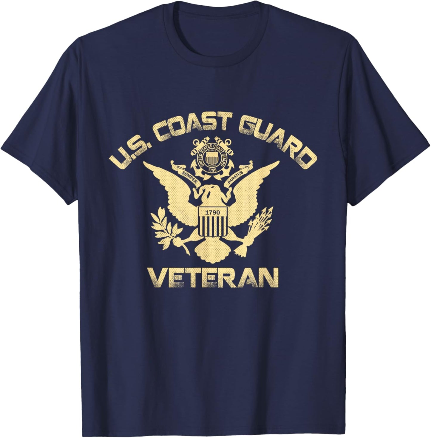 U.S. Coast Guard Veteran Eagle Vintage Veterans Day Gifts T-Shirt - T-Shirt | Navy