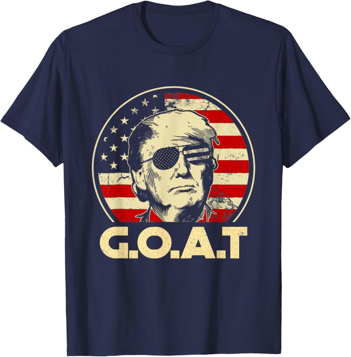 Trump GOAT 45th Presidential Circle Back Election 2024 T-Shirt - T-Shirt | Navy