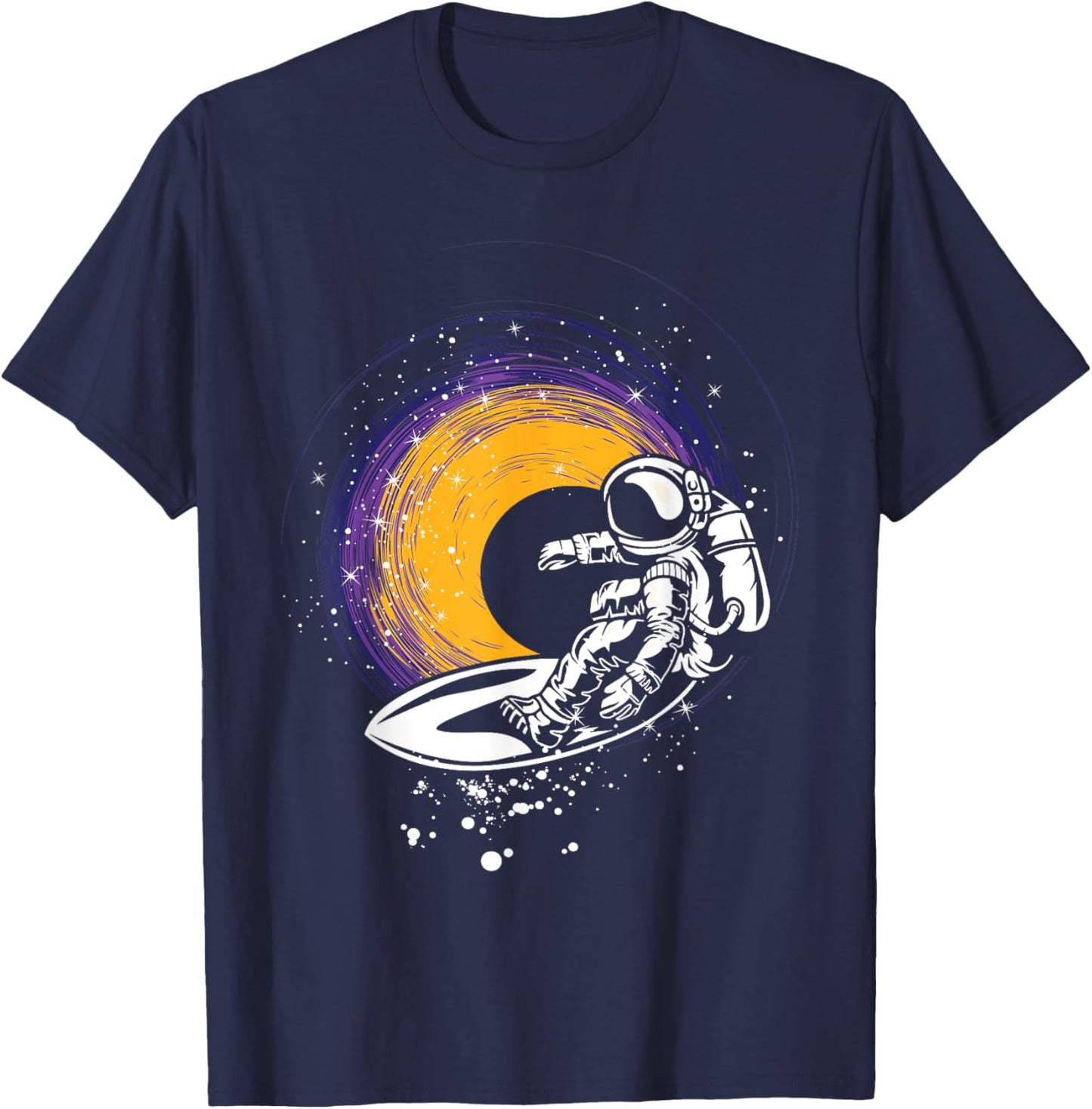 Surfing Astronaut - Galaxy Planets Space Spaceship T-Shirt - T-Shirt | Navy