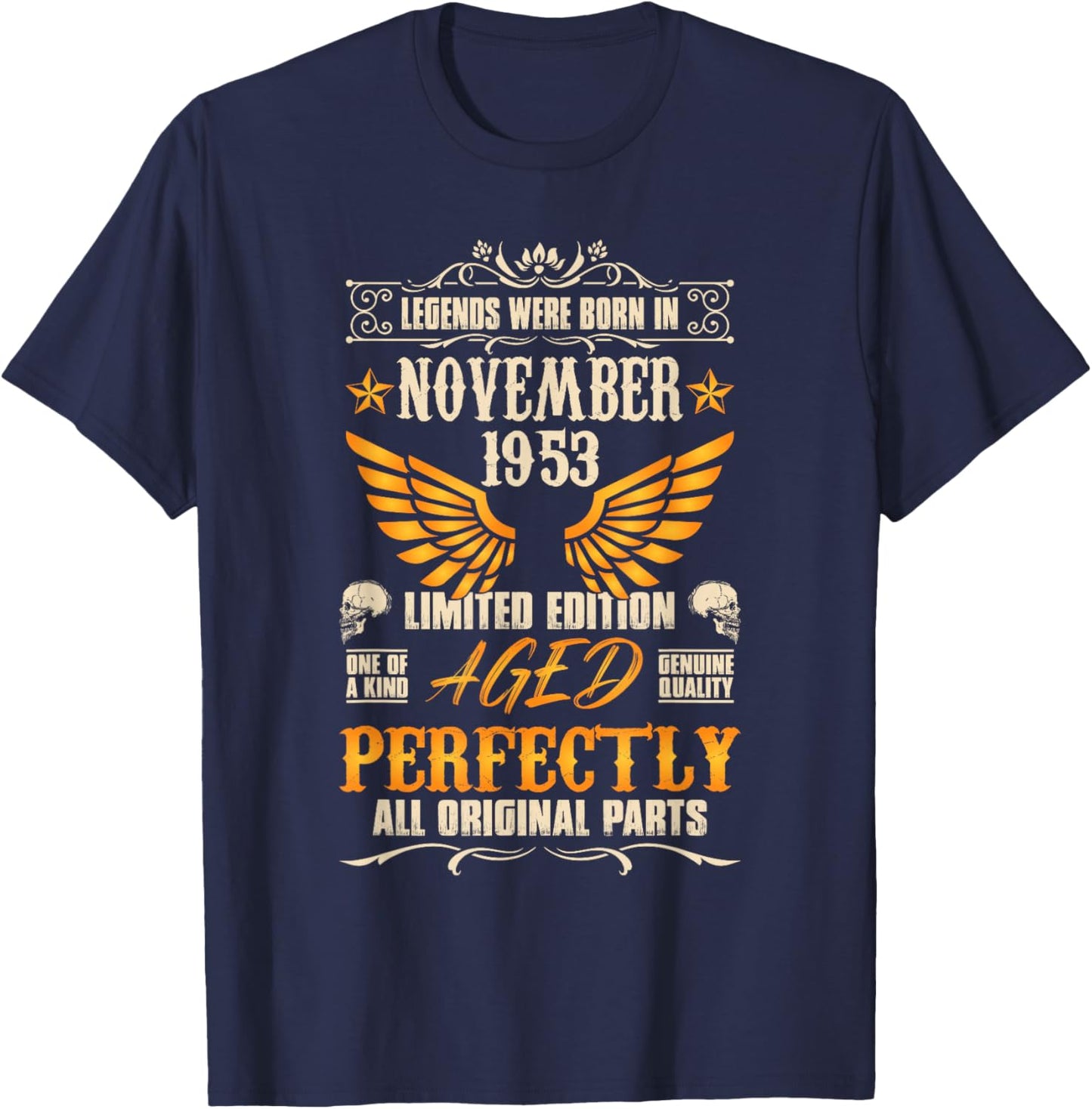 Legends Were Born in November 1953 - Rock Biker 69 Birthday T-Shirt - T-Shirt | Navy