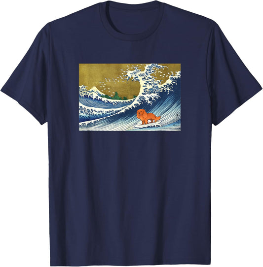 Retro Vintage Surfing Ruby Cavalier King Charles Dog Lover T-Shirt - T-Shirt | Navy
