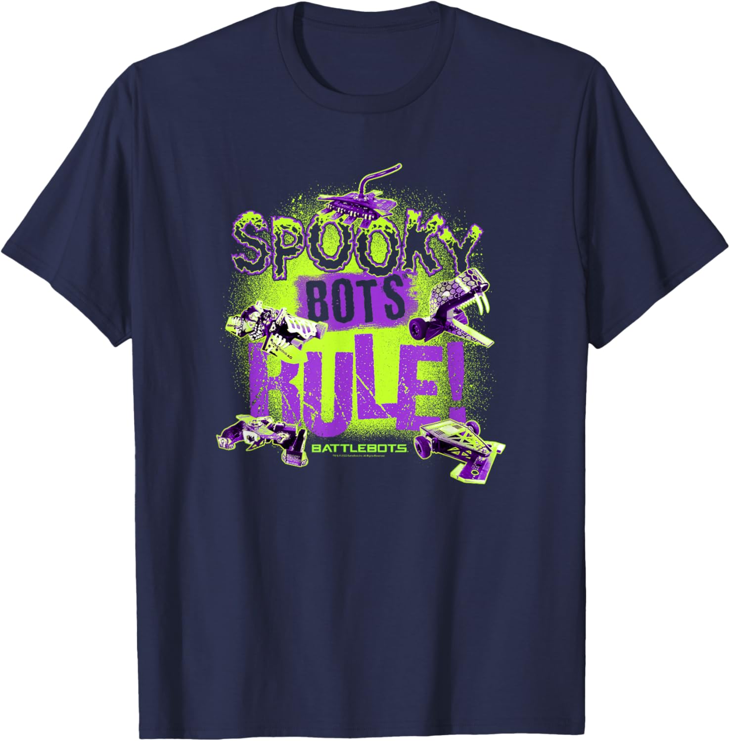 BattleBots Halloween Spooky Bots Rule! Group Poster T-Shirt - T-Shirt | Navy