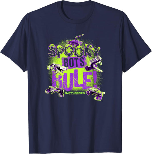 BattleBots Halloween Spooky Bots Rule! Group Poster T-Shirt - T-Shirt | Navy