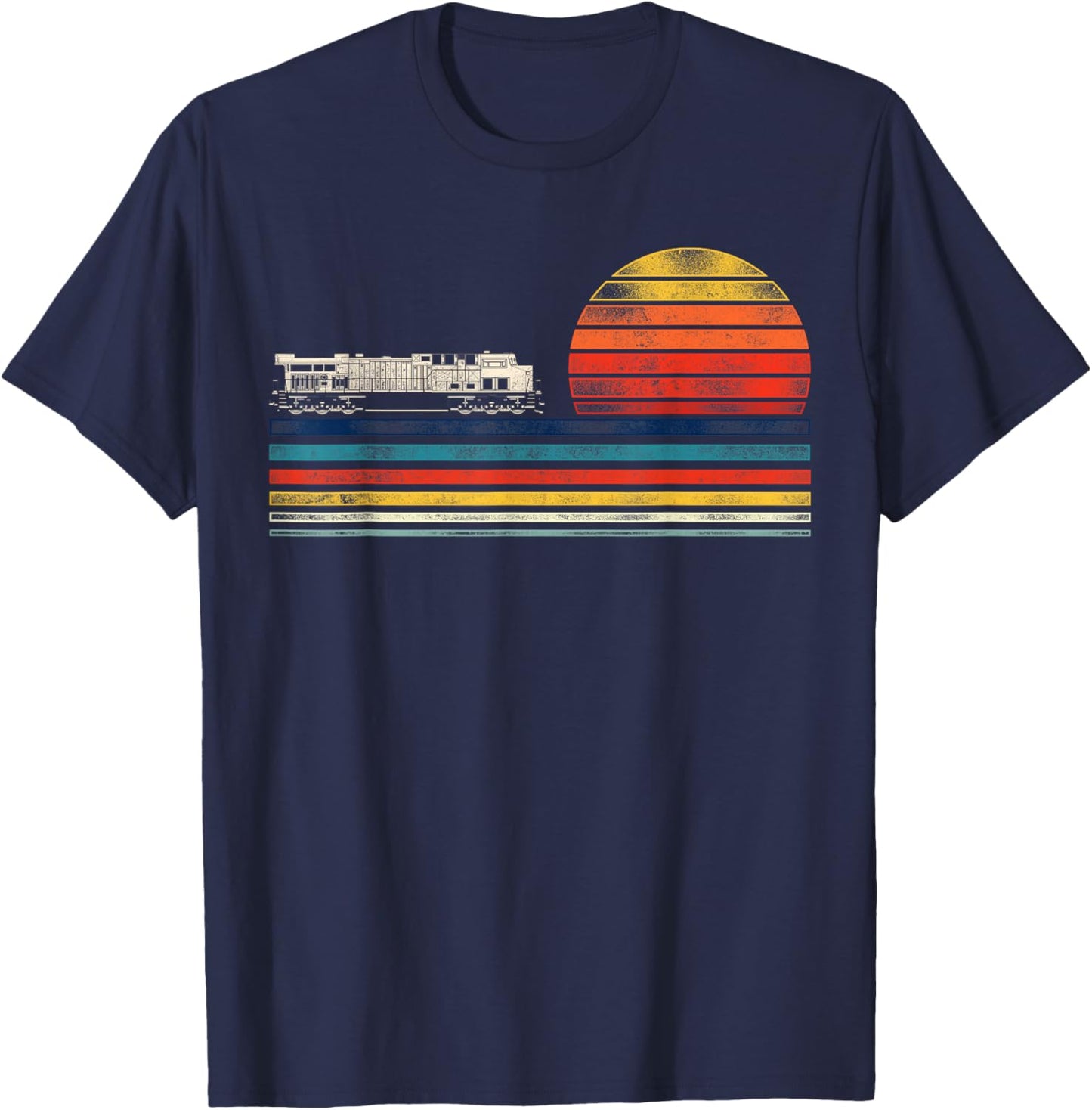 Model Train Railroad Conductor Engineer HD0 Black Retro Diesel Train Driver Trainspotting Locomotive T-Shirt - T-Shirt | Navy