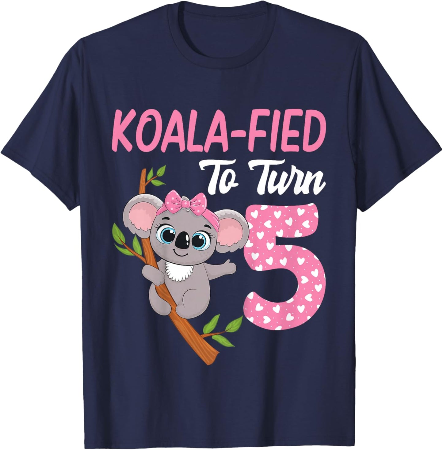5 Year Old Koala 5th Birthday Party Animal Koala Lover T-Shirt - T-Shirt | Navy